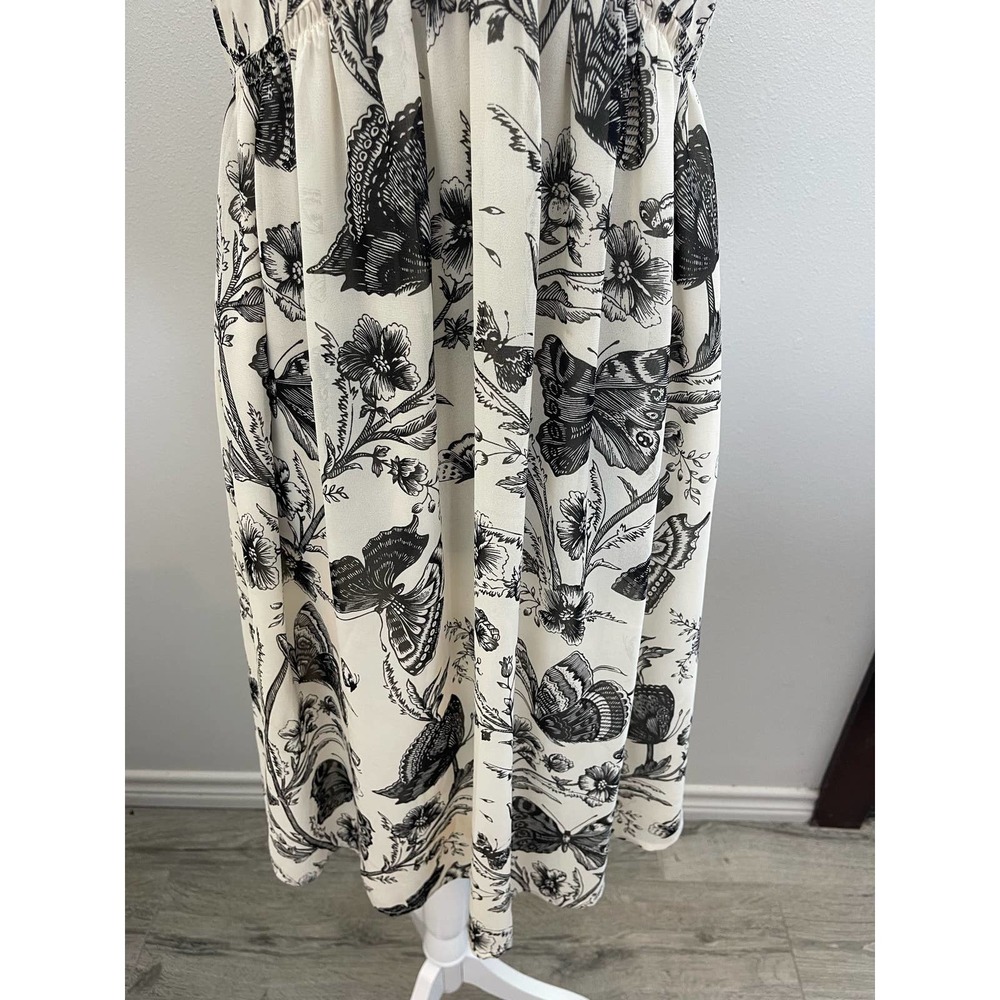 Ann Taylor Loft Butterfly Ivory and Black Lined Sundress Size 2 - Picture 3 of 9